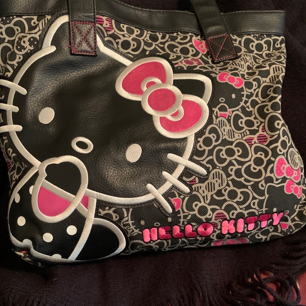 Hello Kitty Black and Pink Graphic Tote by Loungefly